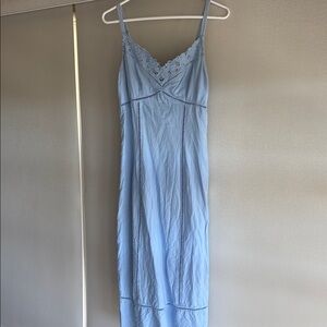Madewell Light Blue Lace-Trim Linen Sundress